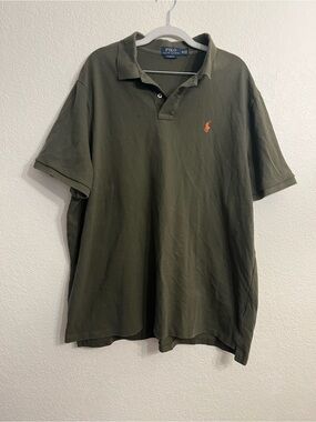 Ralph Lauren Olive Green Polo with Orange Pony